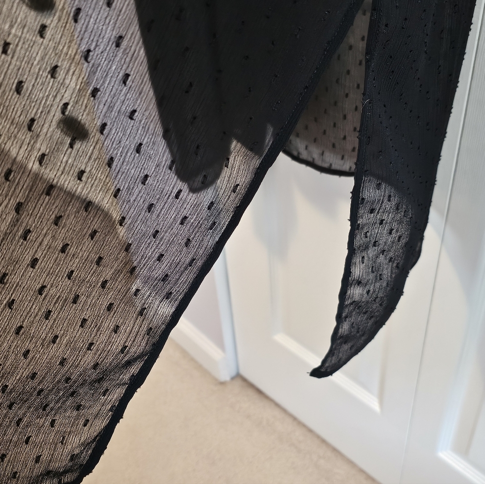 Express Black Sheer - with Knit Accents - Long Button-Up Duster NWOT - Picture 5 of 7